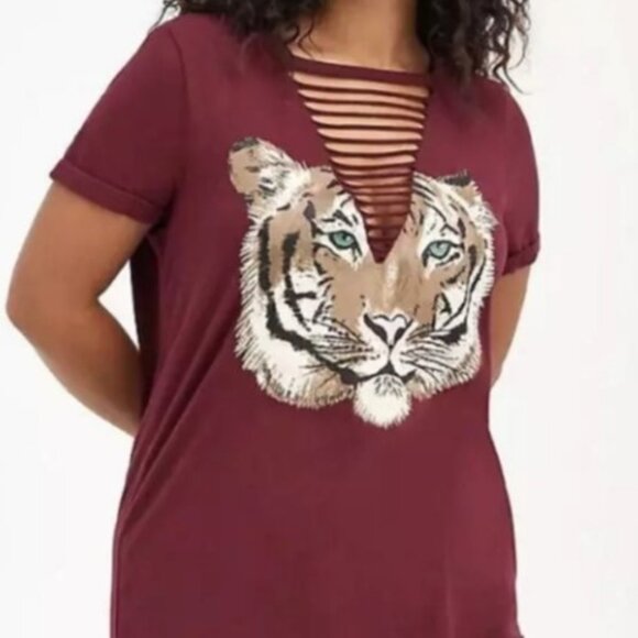 Torrid size 4 Torrid Slashed Cotton Tiger Graphic Tee Tshirt - Picture 1 of 7